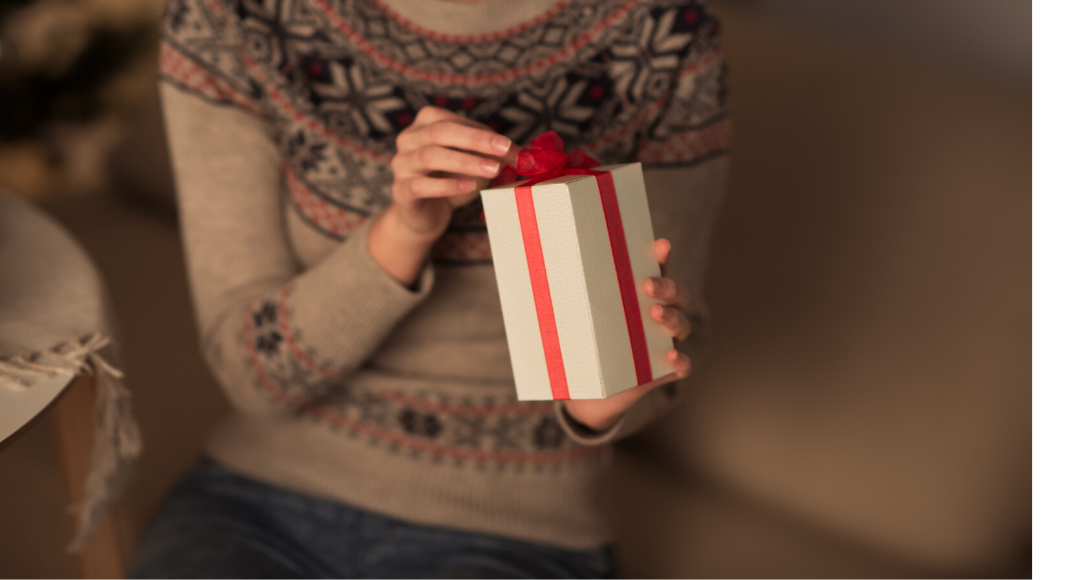 woman opening a present